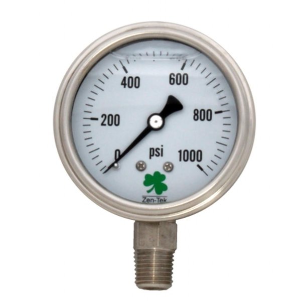 Totalturf 0-1000 Psi Liquid-Filled Pressure Gauge Stainless Steel TO2691641